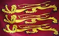 A modern, commercially available royal banner of England, printed on polyester fabric