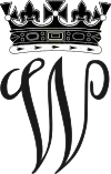 An embellished cursive "W" with the coronet of the child of the heir apparent above it.
