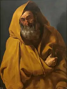 Painting by Rubens of St James the Less clutching a try square, a symbol associated with several Christian saints.
