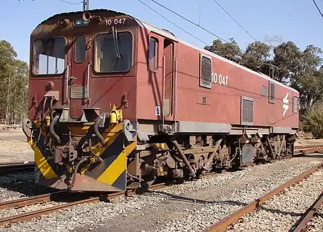 No. 10-047 in Spoornet maroon livery at Klerksdorp, North West, 23 August 2007