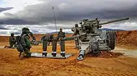 The gun in position, ready to be used.