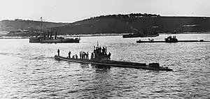 SM U-3 (front) and sister boat SM&nbsp;U-4 (right rear)