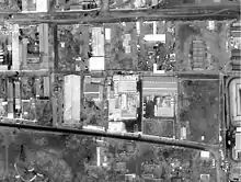 An U.S. reconnaissance satellite image of the Al-Shifa pharmaceutical factory, attributed to KH-11 Block 3.