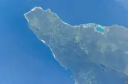 Satellite photo of Vaisigano district showing west coast and Asau Bay on the north, west end of Savai'i island. (NASA photo)