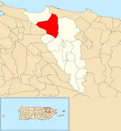 Location of Sabana Abajo within the municipality of Carolina shown in red