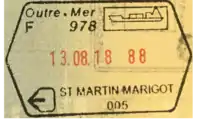 Updated Schengen style exit stamp at Marigot, Saint Martin