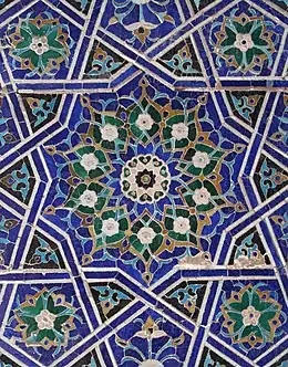 Girih, Islamic geometric patterns with inlaid floral decoration, Samarkhand