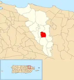 Location of Santa Cruz within the municipality of Carolina shown in red