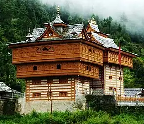 Bhimakali temple, built in Kath-Kuni style of architecture, Indian vernacular architecture.