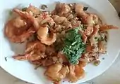 Sautéed Prawns with olive vegetables (欖菜焗蝦) .