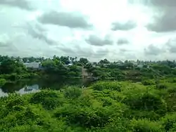 Bhavani River as seen from Savandapur with Athani on the other side