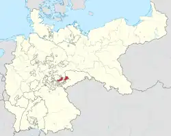 Saxe-Altenburg within the German Empire&nbsp; The Ernestine duchies after 1825, with Saxe-Altenburg in orange