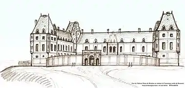 View of the old castle in Meudon, from the mouth of the former ruelle de Beauvais. Condition in the middle of the 16th century