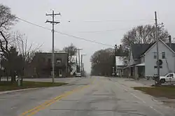 Looking north on Marken Road at School Hill