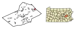 Location of Coaldale in Schuylkill County, Pennsylvania.