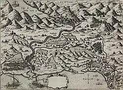 Image 51Map of Shkodër with the Buna river in 1571 by Giovanni Francesco Camocio (from Albanian piracy)
