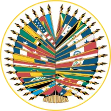 Emblem of 
3 other official names
Organisation des États américains&nbsp;(French)
  Organização dos Estados Americanos&nbsp;(Portuguese)
  Organización de los Estados Americanos&nbsp;(Spanish)