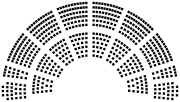 Fan-shaped:  National Assembly of France seating plan.  The president of the assembly's dias is at the bottom (not shown)