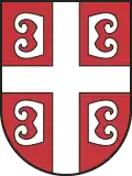 The Serbian cross as seen in the "shield" of the official coat of arms.
