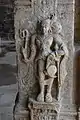 Sculpture of warrior woman from the Vijayanagar period, 16th century, Sesha Mandapa hall of the Sri Ranganathaswamy Temple.