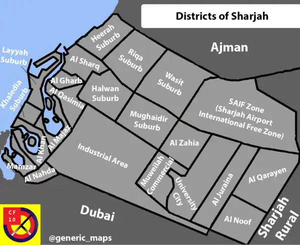 Map of Sharjah districts