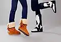 Modern shearling boots for young women