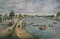 View on Mimeguri; first, copper print by a Japanese, hand coloured