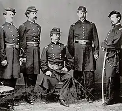 General Sickles (center) with his staff, after the loss of his leg at Gettysburg