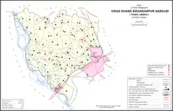 Map showing Pariyar (#101) in Sikandarpur Sarausi CD block
