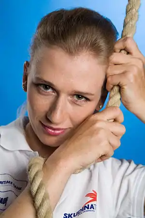 Image 11Yekaterina SkudinaPhotograph credit: Platon ShilikovYekaterina Skudina (born 21 March 1981) is a Russian world champion and Olympic sailor. She was awarded the Roy Yamaguchi Memorial Trophy for winning the world championships in the women's Snipe class in 1998, and the bronze medal at the Yngling open world championships in 2007. At the 2011 World Championships, Skudina finished fourth in the Elliott&nbsp;6m class. In addition, she has competed in three Olympic Games, finishing eighth in the Yngling class in 2004, sixth in the same class in 2008, and fourth in the Elliott&nbsp;6m class in 2012.This photograph of Skudina, taken in 2009, is part of a collection of 500 images of Russian sportspeople released to Wikimedia Commons by Bolshoi Sport.More selected pictures