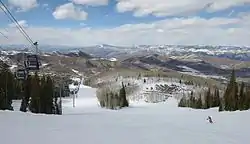 El Camp Gondola gondola and base of Snowmass (ski area) in Colorado.