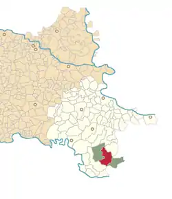 Map of Soljani within the municipality and the county