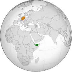 Map indicating locations of Somaliland and Germany
