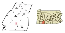 Location of Garrett in Somerset County, Pennsylvania.
