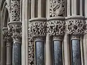 Foliage on Gothic capitals at the Southwell Minster (Southwell, England)