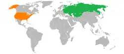 Map indicating locations of Soviet Union and United States