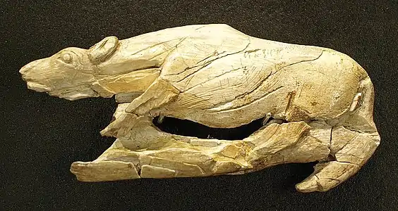 Creeping Hyena, c.&nbsp;12–17,000&nbsp;BP, mammoth ivory, found in La Madeleine, France