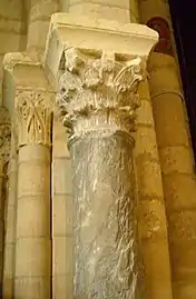 A re-used ancient Roman column with a Merovingian capital