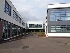 The rear of the new building.