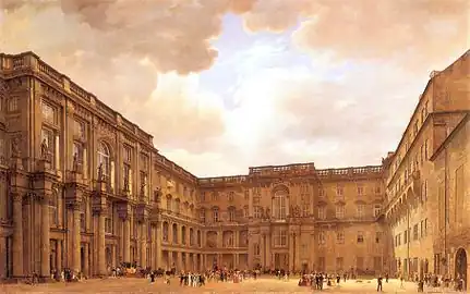Gaertner's depiction of Schlüterhof, interior courtyard of the palace, 1830