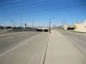 Looking north at FM 1092 underpass at US 90A in Stafford