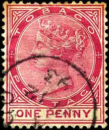 A Tobago one penny postage stamp