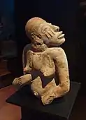 Female figure; 13th–15th century; terracotta covered with red ochre; height: 37.5&nbsp;cm (14.7&nbsp;in), width: 31&nbsp;cm (12.2&nbsp;in), depth: 24&nbsp;cm (9.4&nbsp;in); Musée du quai Branly (Paris)
