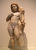 2nd century statuette of the Hellenistic god Harpocrates with a cornucopia, in Dion's Archaeological Museum (Dion, Greece)