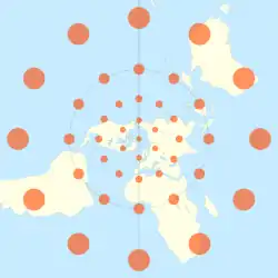 The stereographic projection with Tissot's indicatrix of deformation.