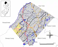 Map of Stillwater Township in Sussex County. Inset:&nbsp;Location of Sussex County in New Jersey.
