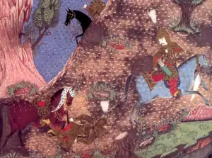 Akinji duelling with Hungarian knight-Suleimanname
