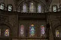 Stained glass windows in the prayer hall