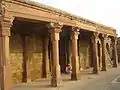 Colonnade inside Sultan Ghari has different sized bottom slabs of the octagonal