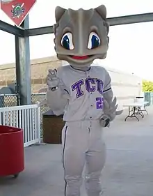 The TCU mascot is commonly known as Super frog to TCU fans and students. He is usually present at TCU sporting events.